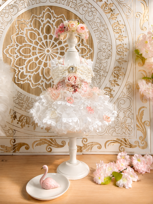 Luxury Floral Couture Dog Dress | Handmade Princess Wedding Dress for Small Dogs