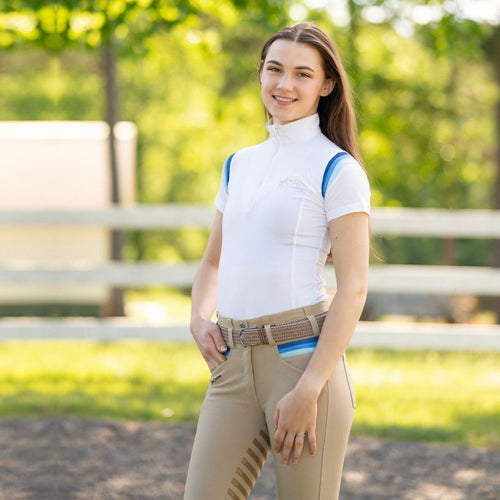 Equine Couture Gradient Short Sleeve Show Shirt w/ Arm Stripes