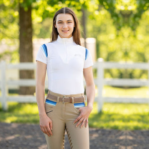 Equine Couture Gradient Short Sleeve Show Shirt w/ Arm Stripes