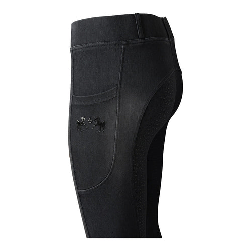 Equine Couture Ladies Denim Full Seat Silicon Tights with Phone Pocket