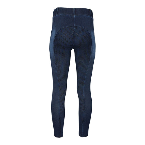 Equine Couture Ladies Denim Full Seat Silicon Tights with Phone Pocket