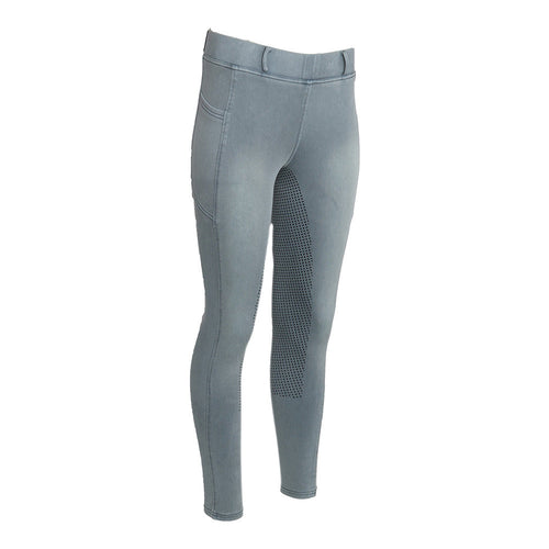 Equine Couture Ladies Denim Full Seat Silicon Tights with Phone Pocket
