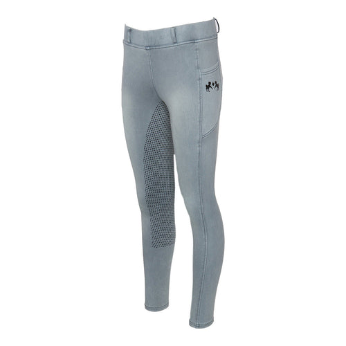Equine Couture Ladies Denim Full Seat Silicon Tights with Phone Pocket