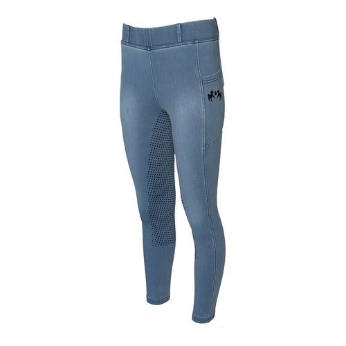 Equine Couture Ladies Denim Full Seat Silicon Tights with Phone Pocket
