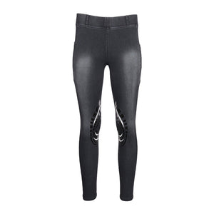 Equine Couture Ladies Denim Silicon Knee Patch Tights with Phone Pocket