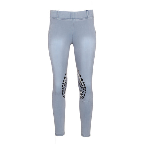Equine Couture Ladies Denim Silicon Knee Patch Tights with Phone Pocket