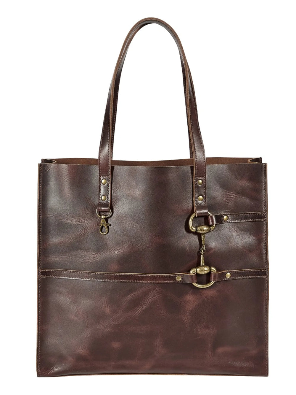 Snaffle Bit Leather Tote Bag- Black
