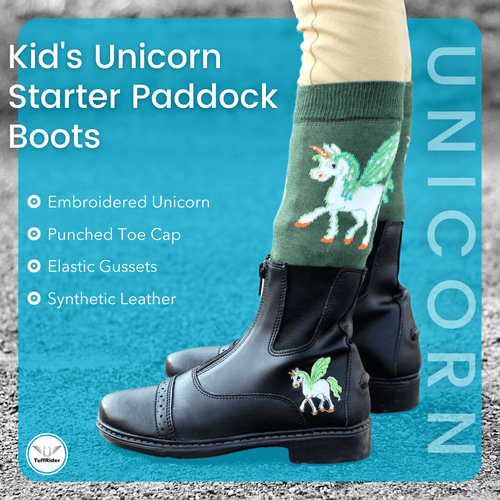 TuffRider Childrens Unicorn Front Zip Paddock Boots Black
