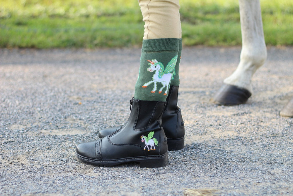 TuffRider Childrens Unicorn Front Zip Paddock Boots Black