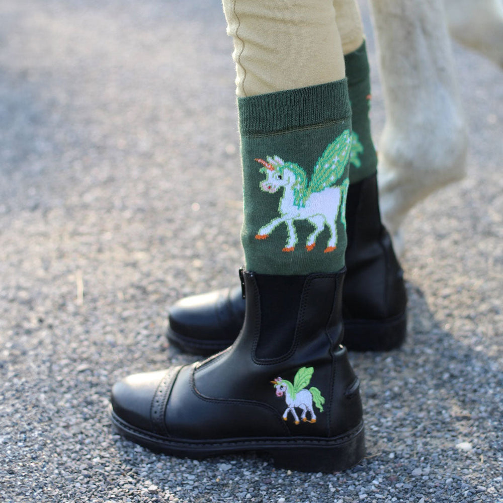 TuffRider Childrens Unicorn Front Zip Paddock Boots Black