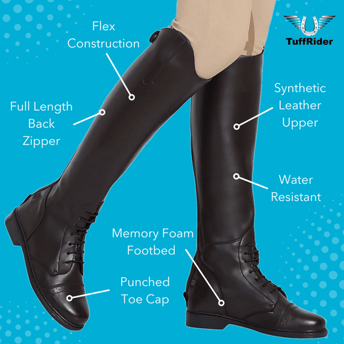 TuffRider Ladies Starter Back Zip Field Boots Synthetic Leather