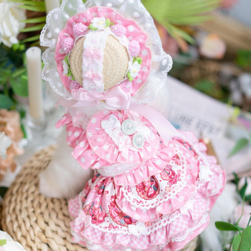 High quality handmade dog dresses strawberry princess