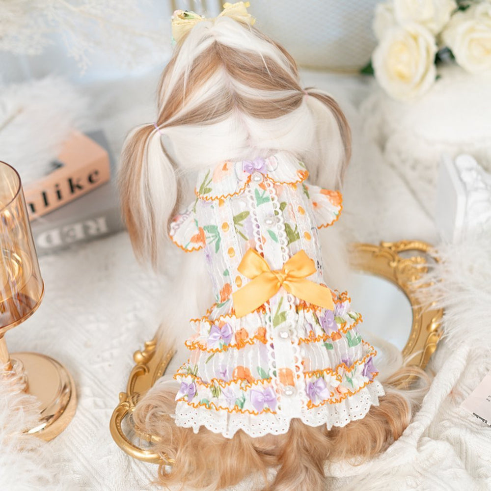 Luxury design dog dress tulip chiffon 2 colors