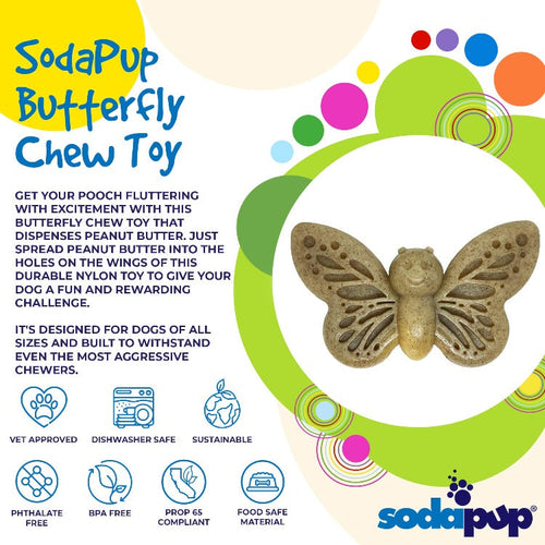 Butterfly Nylon Chew & Enrichment Toy | 2-in-1 for Aggressive Chewers | SodaPup