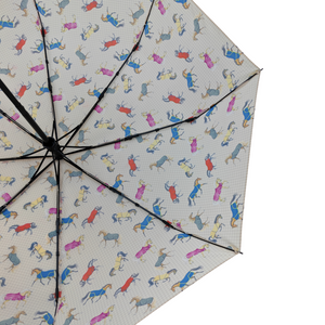 AWST Int'l Lila Compact Umbrella-Horses in Blankets