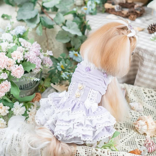 Luxury Lace Princess Dog Dress with Corset Bow | Boutique Small Dog Dress