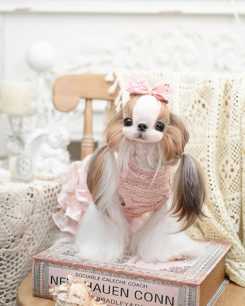 Luxury Princess Dog Dress with Big Bow | Lace Ruffle Puppy Party Dress