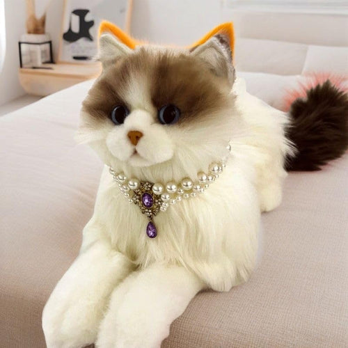 Pearl Pet Necklace with Gem Pendant
