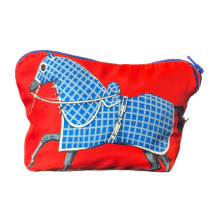 Couvertures et Tenues du Jour Red Vintage Silk Scarf Beauty Bag