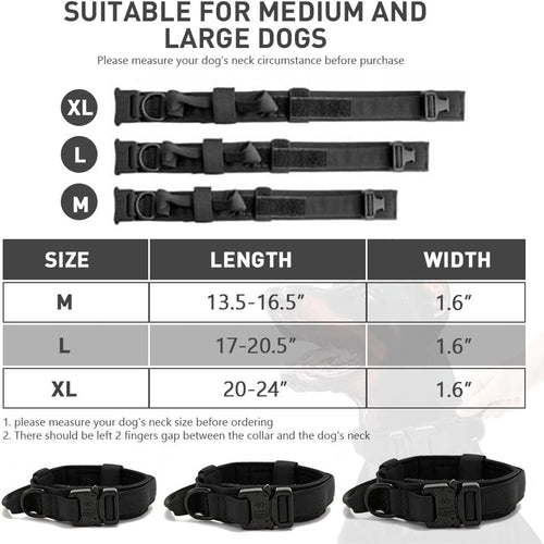 Dog collar+leash set Military-Style Tactical Nylon Collar for Large dogs