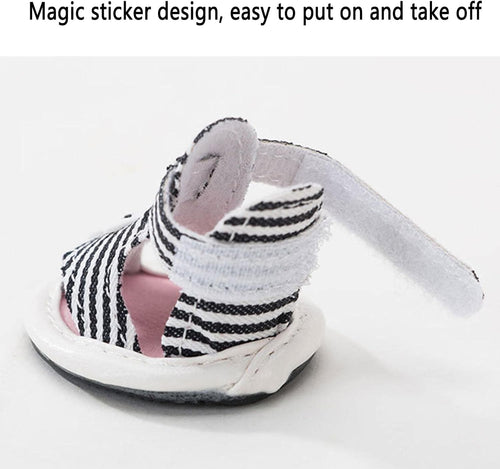 Striped Dog Sandals Anti-Slip Soft Puppy Shoes Adjustable Velcro Breathable Pet Footwear for Small Dogs