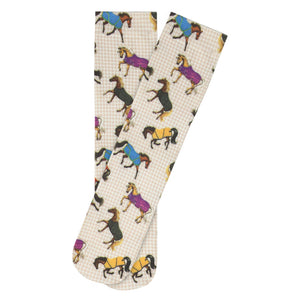 AWST Int'l Lila Horses in Blankets Equestrian Boot Socks Ladies