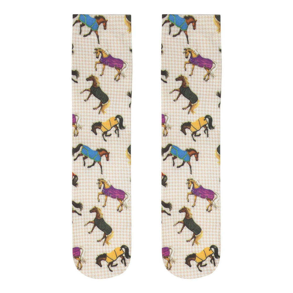 AWST Int'l Lila Horses in Blankets Equestrian Boot Socks Ladies