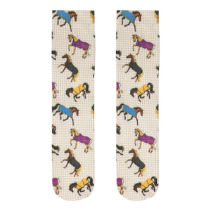 AWST Int'l Lila Horses in Blankets Equestrian Boot Socks Ladies