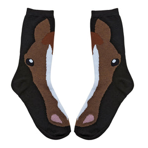 AWST Int'l Ladies'  Horse Face Crew Socks- 3 Pack