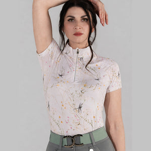 Dapplebay Dragonfly Meadow 1/4 Zip SS Riding Top-Light Pink