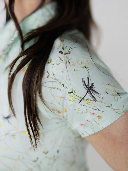 Dapplebay Dragonfly Meadow 1/4 Zip Riding Top - Short Sleeve