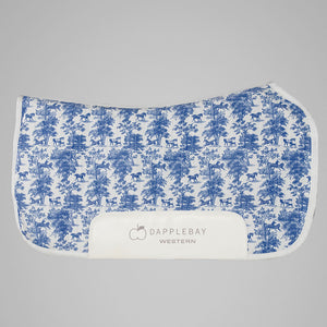 Dapplebay Equestrian Toile Western Saddle Pad-Blue/White