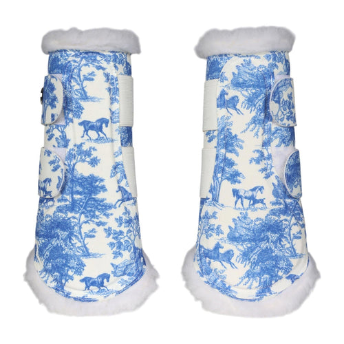 Dapplebay Equestrian Toile Brush Boots-Blue/White