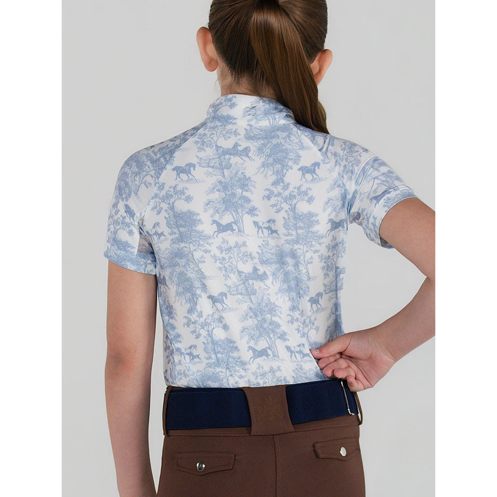 Dapplebay Kids Equestrian Toile 1/4 Zip SS Riding Top-Moonrise