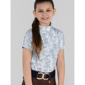 Dapplebay Kids Equestrian Toile 1/4 Zip SS Riding Top-Moonrise