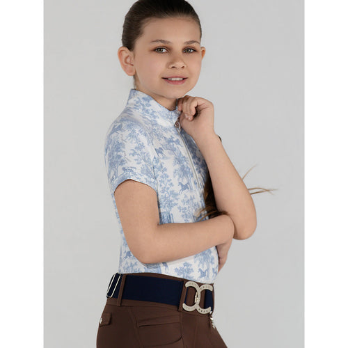 Dapplebay Kids Equestrian Toile 1/4 Zip SS Riding Top-Moonrise