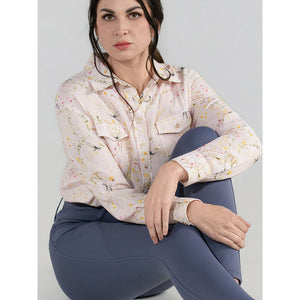 Dapplebay Dragonfly Meadow Breezy Button Up Top-Light Pink