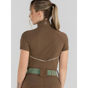 Dapplebay Lady 1/4 Zip Aircut SS Riding Top-Chestnut