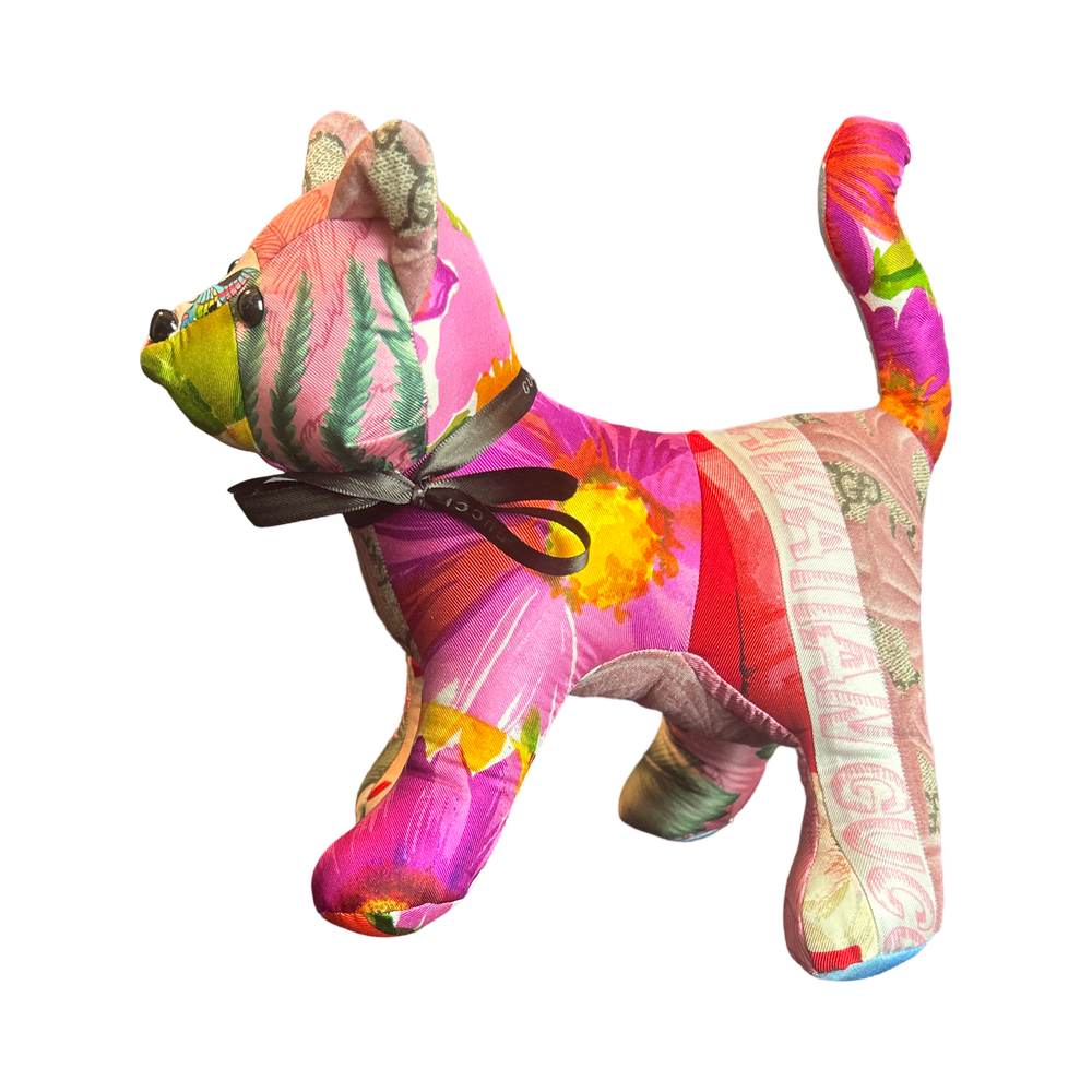 Vintage Silk Scarf Charming Kitten