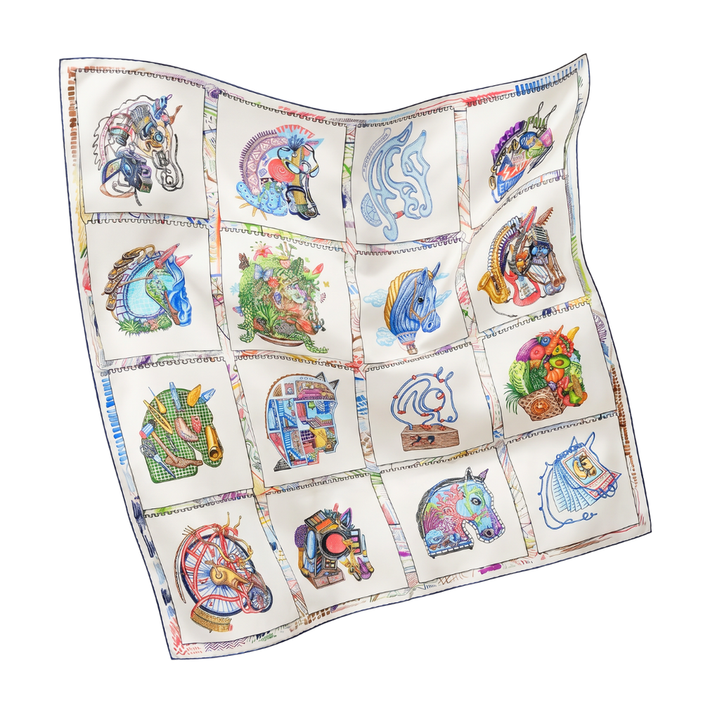 Chevaloscope Vintage Silk Scarf Pillows