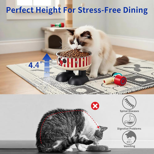 Striped Elevated Stainless Steel Pet Bowl
