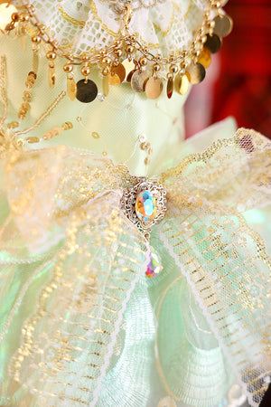 Dog Dress Green Luxe Sequin Princess