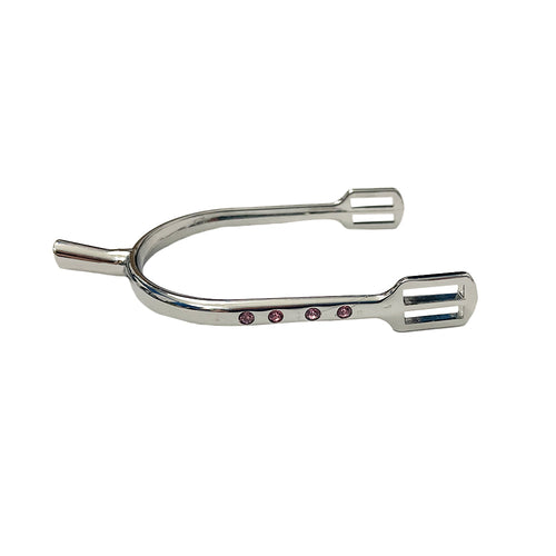 TuffRider Aluminum Bling Spurs With Strap- Pink Crystals- 20 mm