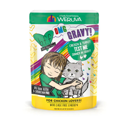BFF OMG Text Me Chicken and Turkey Wet Cat Pouch (2.8oz)