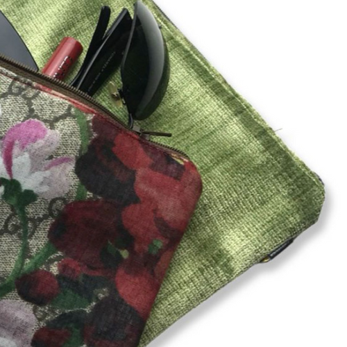 GG Blooms Pink Vintage Silk Scarf Coffee Run Keychain Bag