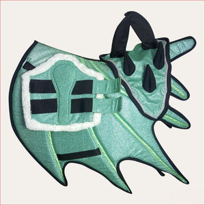 Green Horse Dragon Saddle Pad, Ear Bonnet & Horse Boot Set