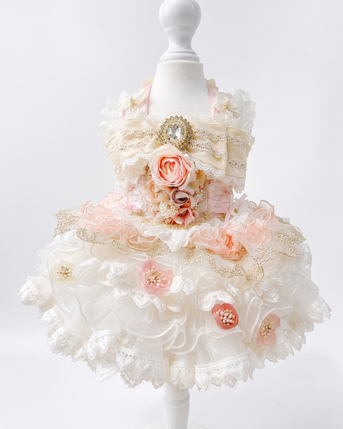 Luxury Floral Couture Dog Dress | Handmade Princess Wedding Dress for Small Dogs