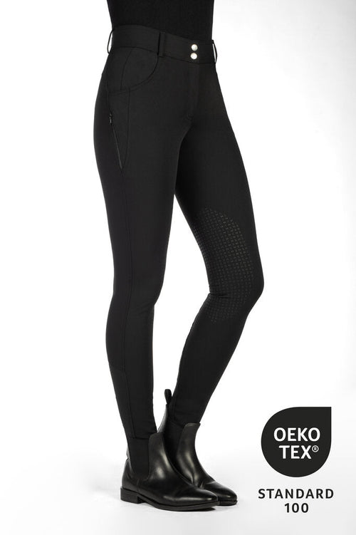 HKM Ari Mid Rise- Sil. Knee Patch Ladies Riding Breeches