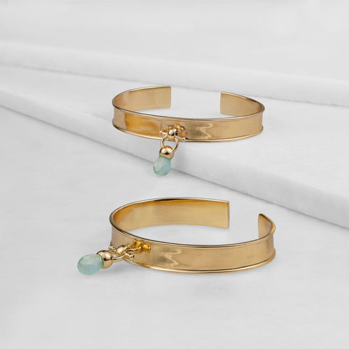 Adele - Aqua Chalcedony Equestrian Horse Bit Necklace in Gold