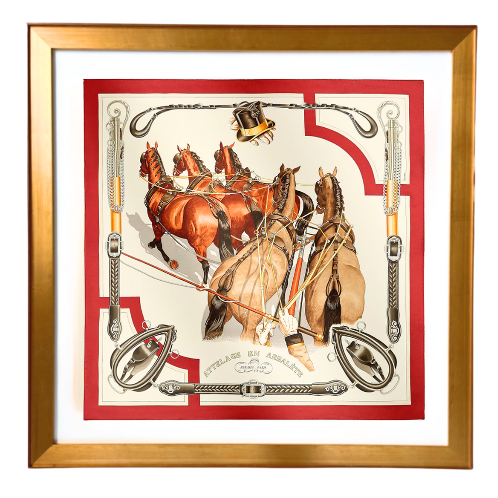 Attelage en Arbalete Forever Vintage Framed Silk Scarf 42"